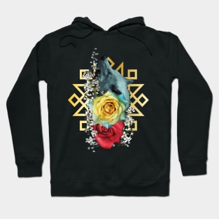 wolf with flowers Hoodie